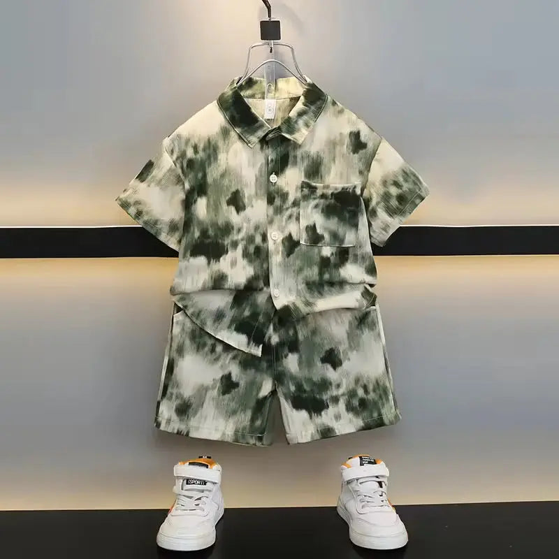 Boys Designer Printed Green Co-ord Set
