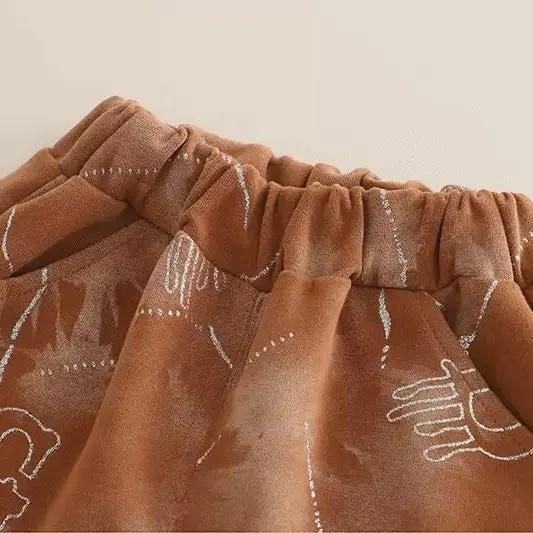 Boys Brown Joggers Set With T-shirt