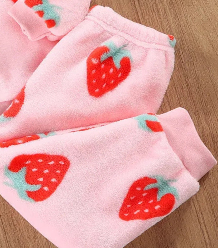 Berry Pink Girls Plush Co-ord Set