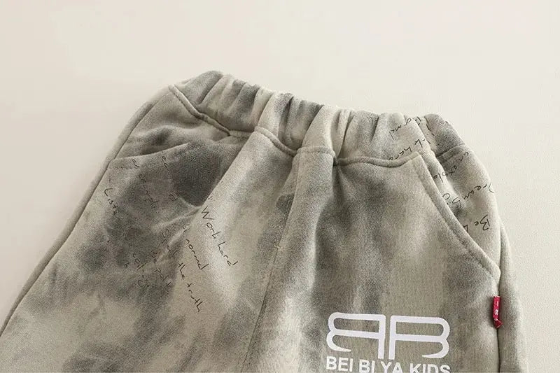 Boys Khaki Hoodie & Pants Outfit Set