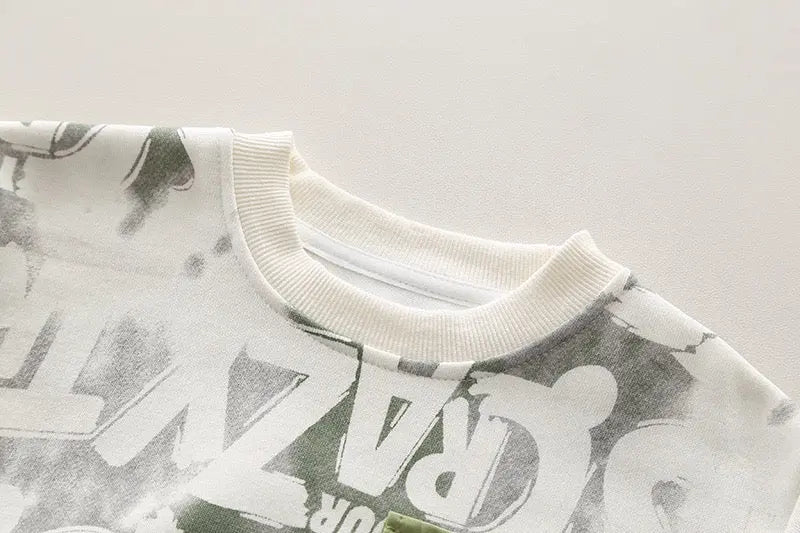 Boys Typography Sweatshirt And Denim Set