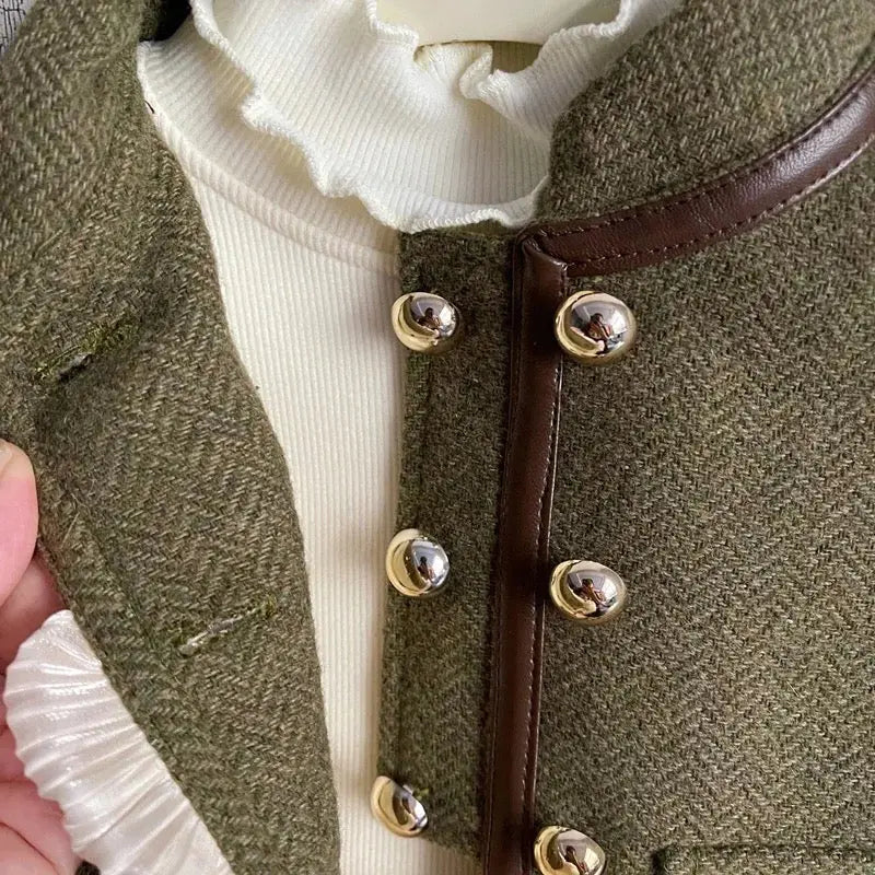 Girls Green Blazer And Skirt 2 Pcs Set