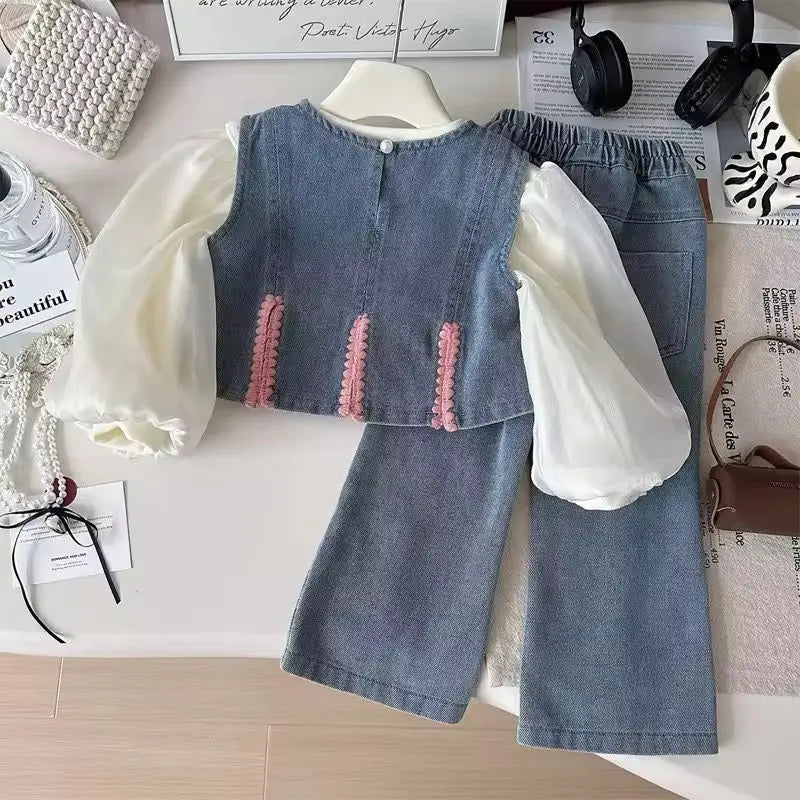 Girls 3 Pcs Denim Designer Set