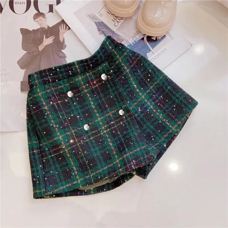 Girls Green Tweed Party Wear Set