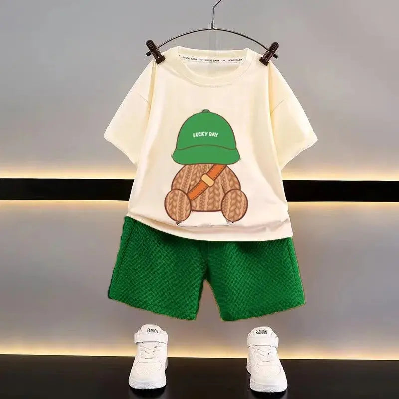 Boys Printed Tee And Shorts Set