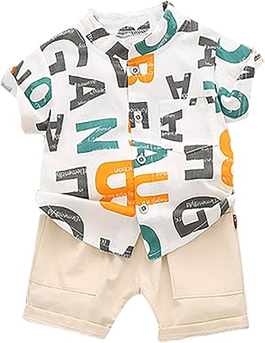 White Alphabet Printed Shirts and Shorts