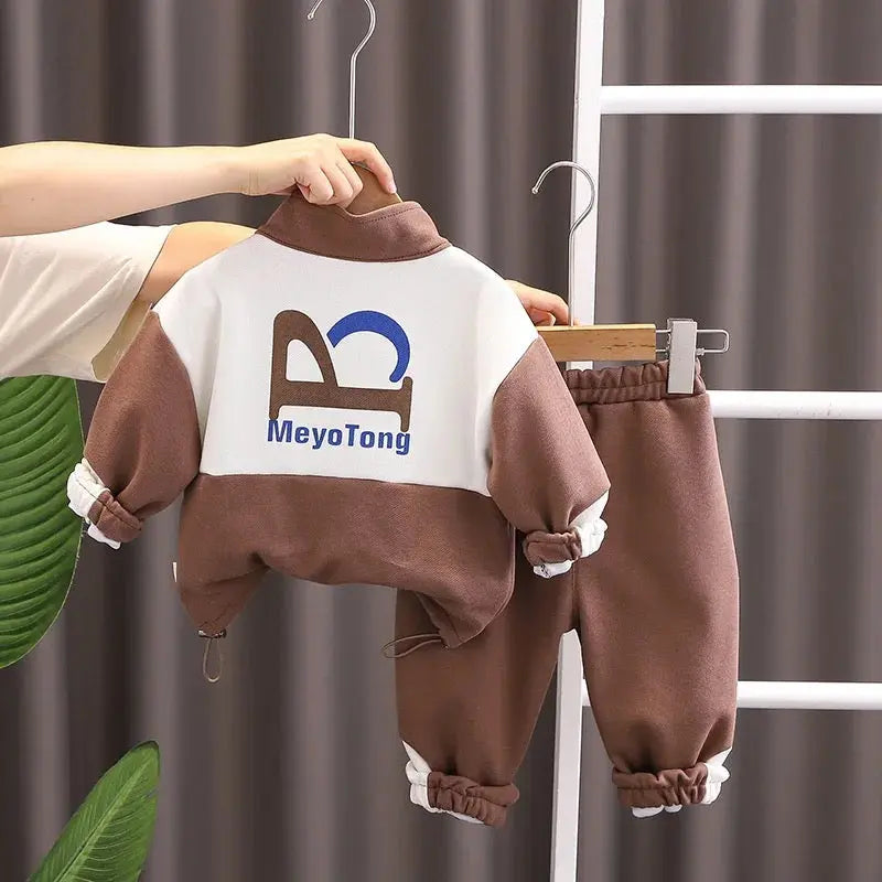 Boys Zipper Jogger Set With Bag