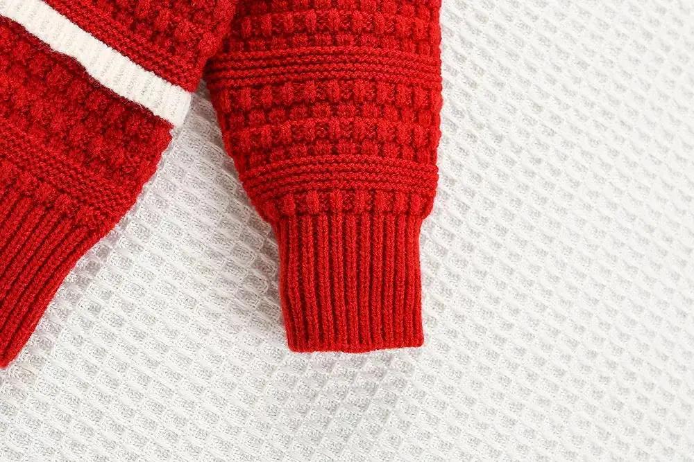 Girls Cherry Red Knit Co-ord Set with Peter Pan Collar