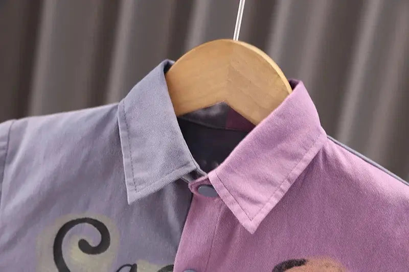 Boys Printed Colorblock Jacket, Tee and Jeans 3 Pcs Set