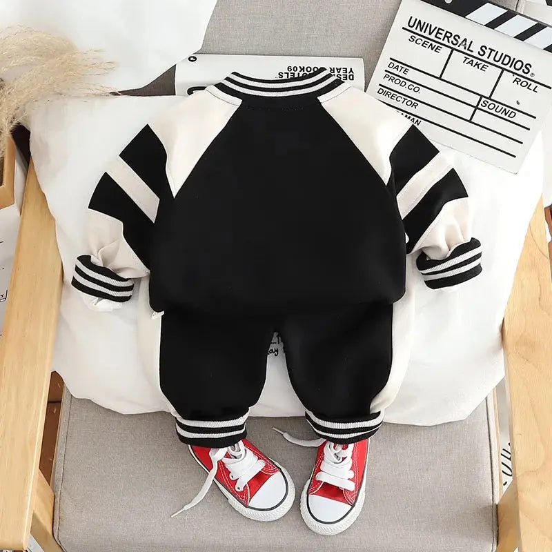 Boys Black Varsity Jacket Outfit Set