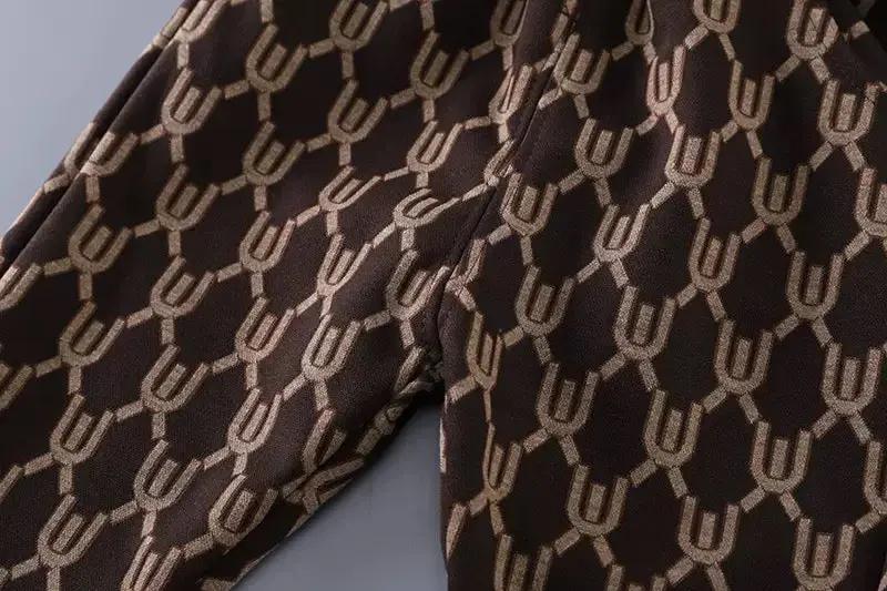 Boys Elegant Monogram Brown Suit