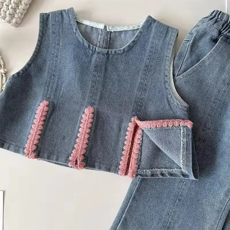 Girls 3 Pcs Denim Designer Set