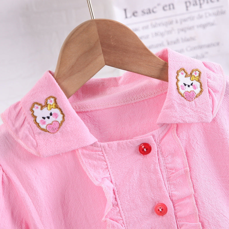 Smart Button Girls Shirt with Trendy Shorts Set