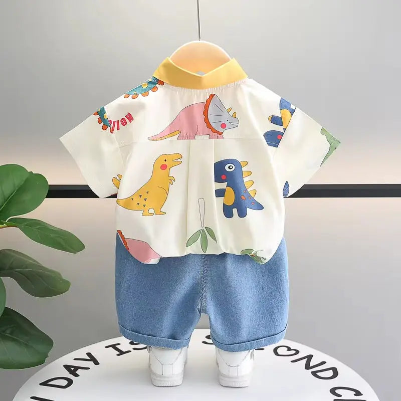 Boys Dino-Theme Shirt And Shorts Set
