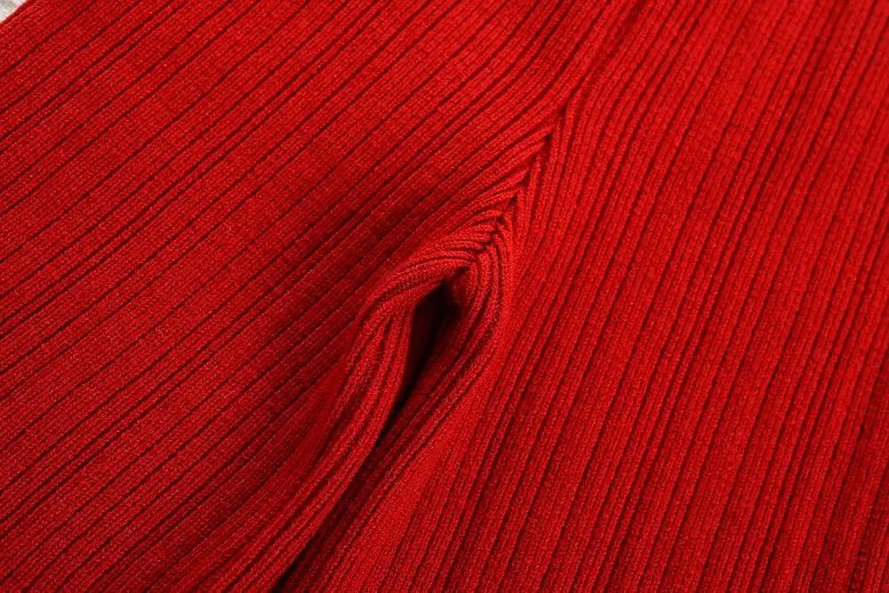 Girls Red & White Knitted Top And Pants 2 Pcs Set