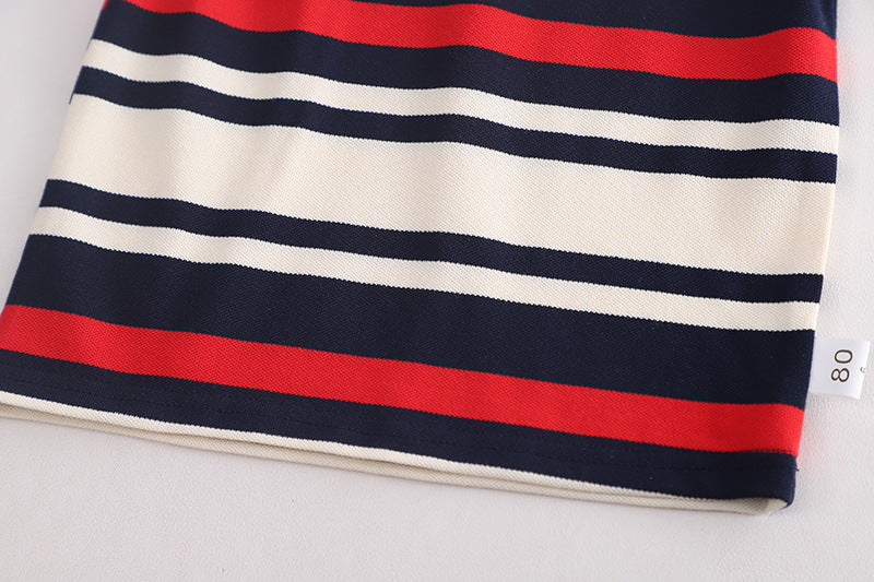 Black Red Striped T-shirt and Shorts Boys Set