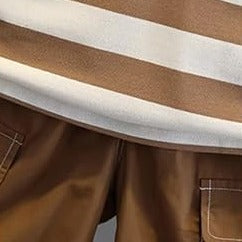 Brown Collared Striped Boys Set