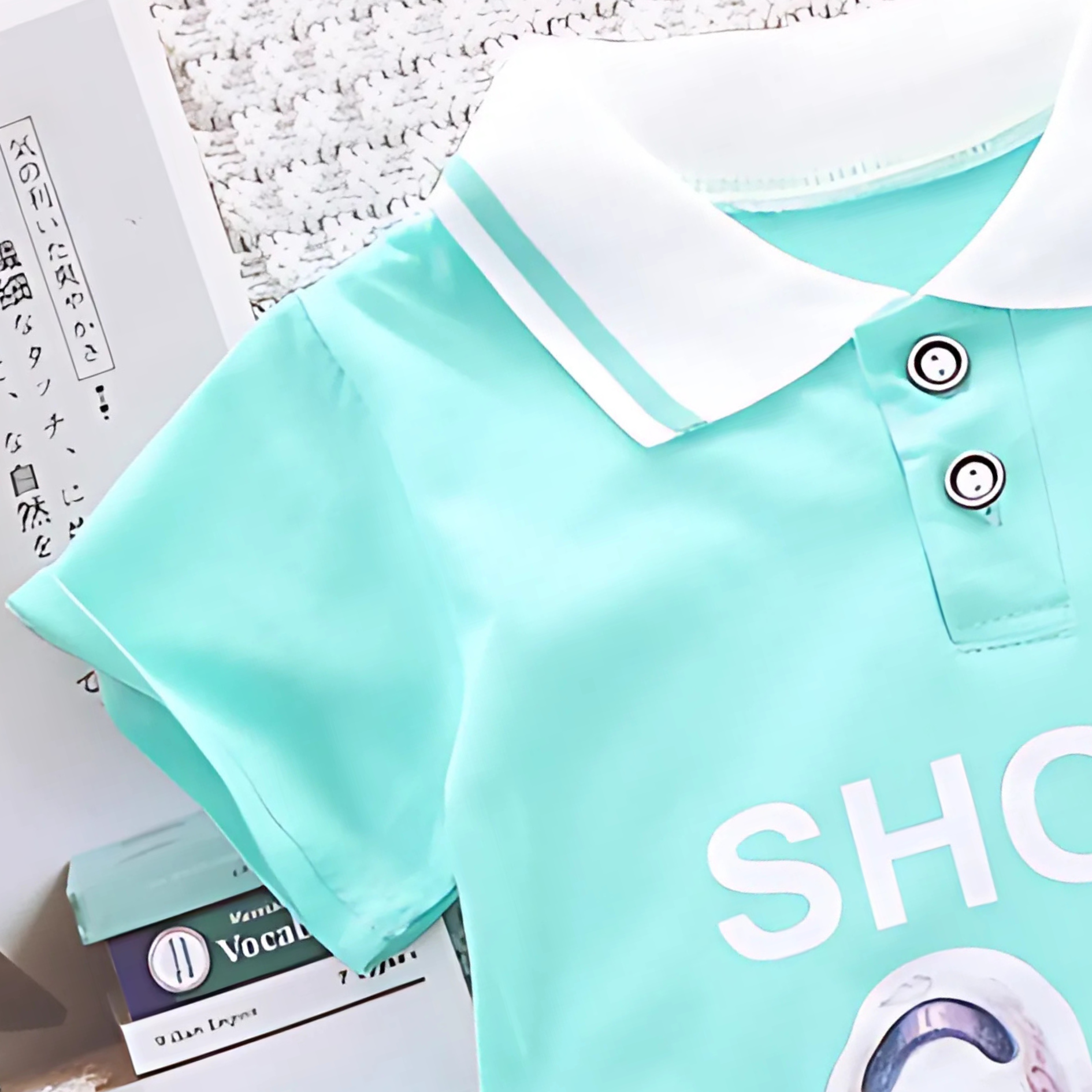 Classy Blue Boys Collared T-shirt and Bottom Set