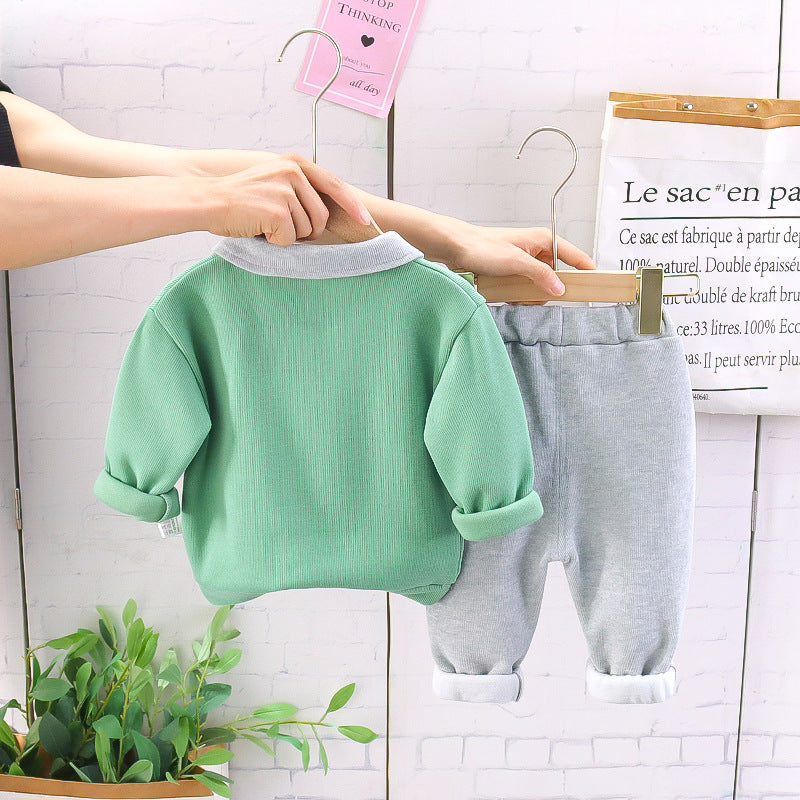 Classy Collared T-shirt and Pant Boys Set