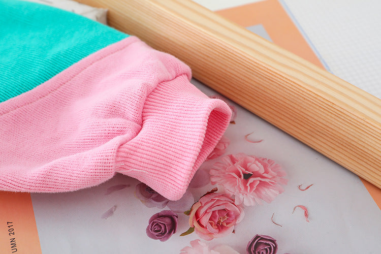 Cute Colour Blocked Girls Hoodie Set