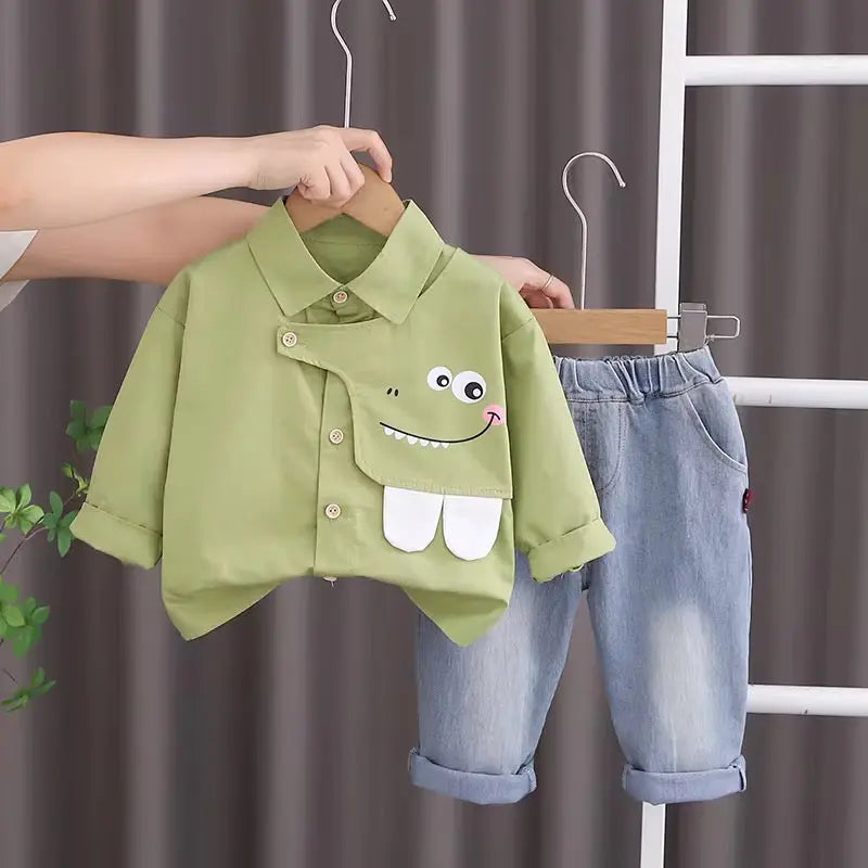 Boys Green Shirt & Jeans Set