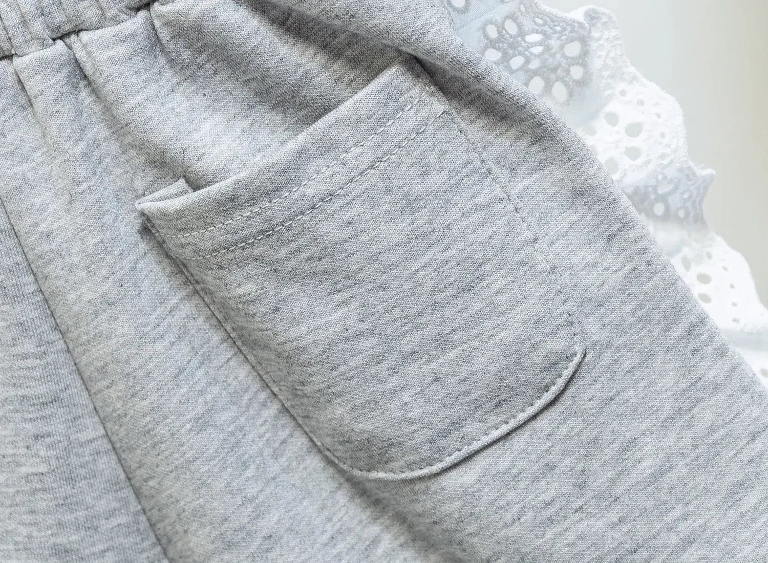 Girls Grey Top With Lace Detail And Shorts