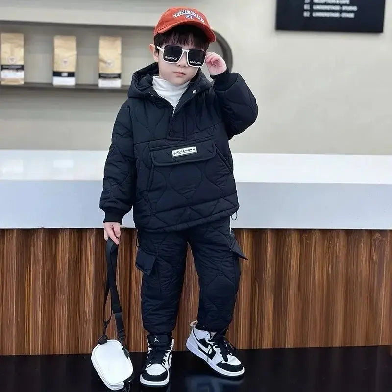 Boys Black Quilted Winter Co-ord Set