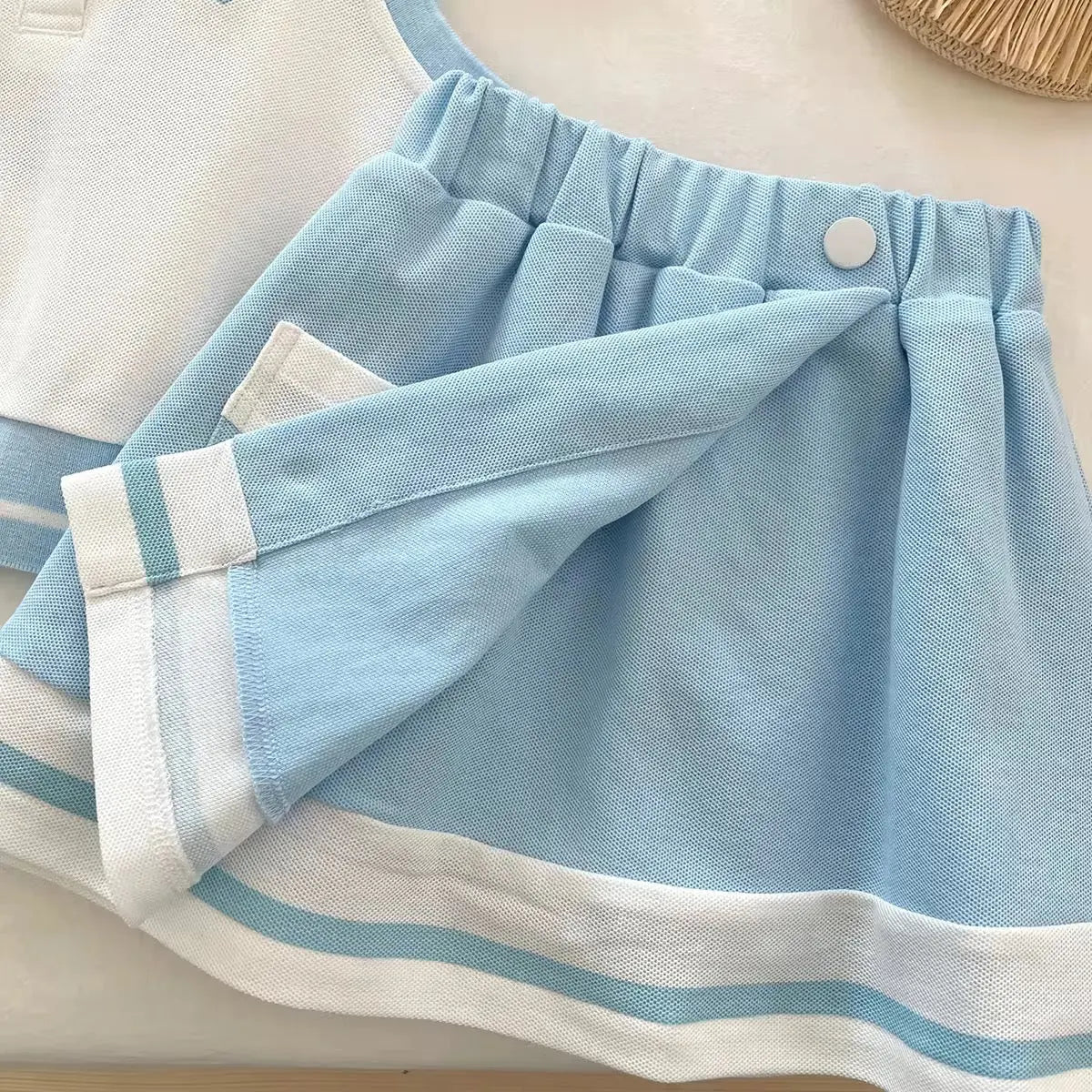 Girls Sleeveless Polo Top With Skirt 2 Pcs Set