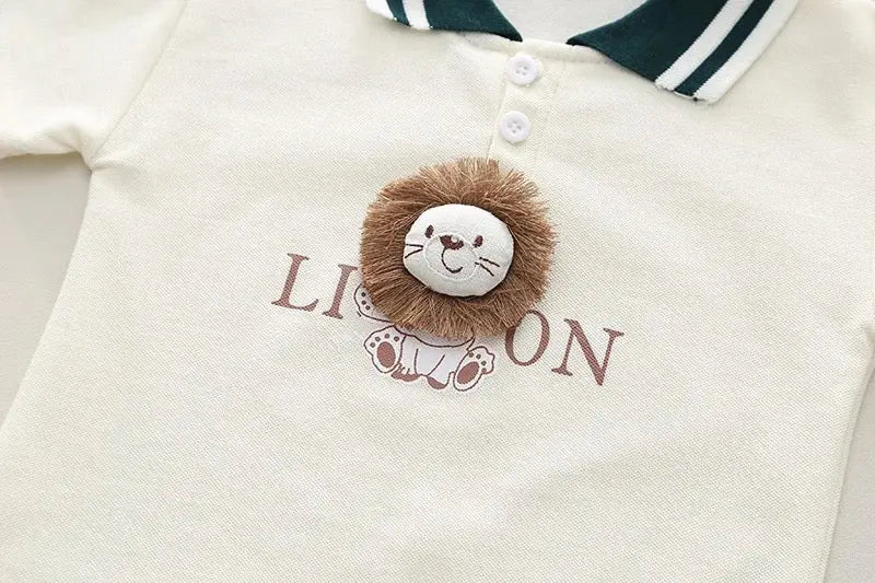 Boys Lion Motif Polo-Tee With Shorts