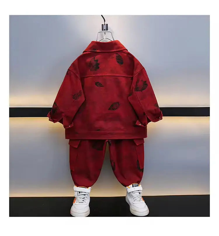 Boys Red Printed Co-ord Set