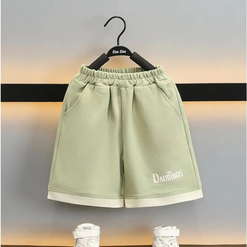 Boys Green Relaxed-Fit Polo Tee With Shorts