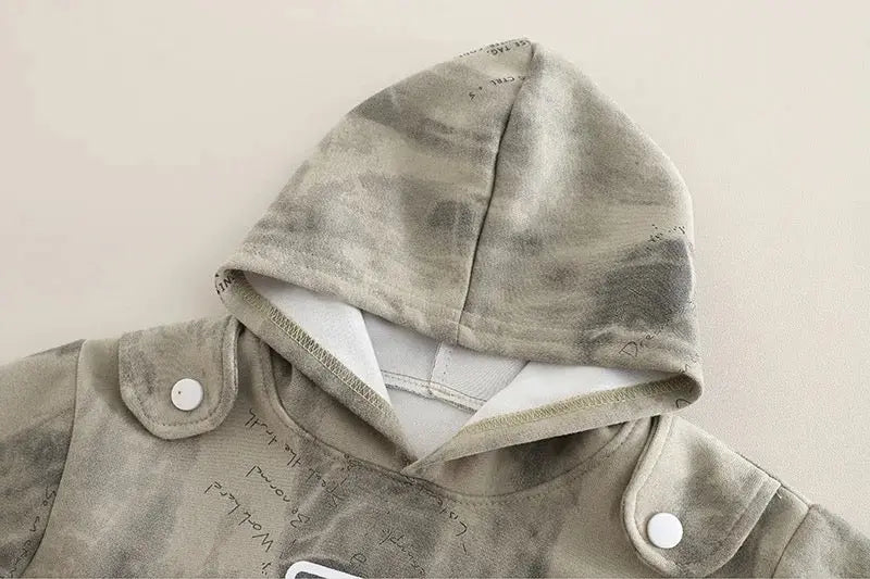 Boys Khaki Hoodie & Pants Outfit Set