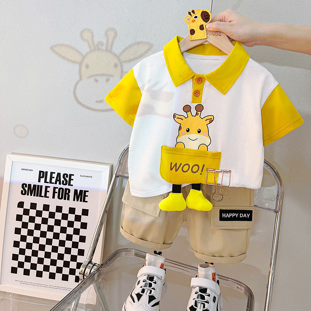 Giraffe 3D Legs Tshirt and Shorts Boys Set
