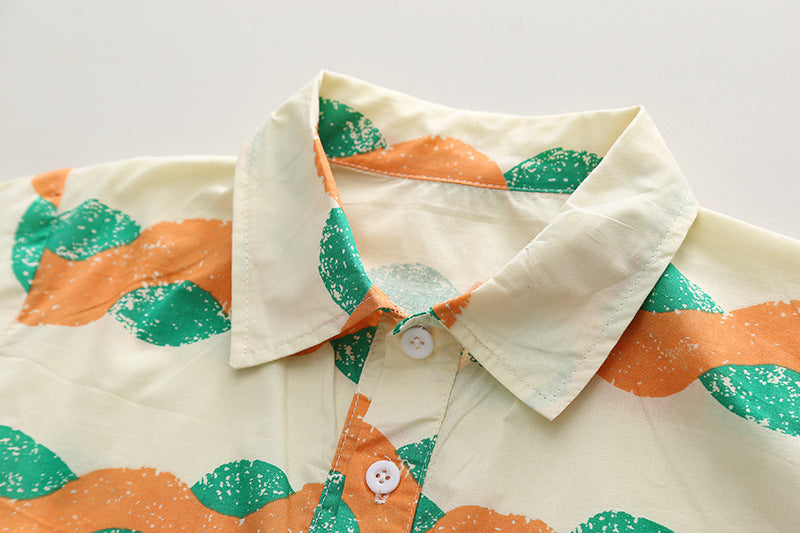 Hawaii Wave Orange Shirt and Shorts Boys Set