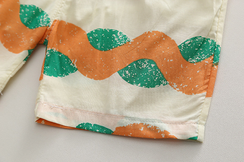 Hawaii Wave Orange Shirt and Shorts Boys Set