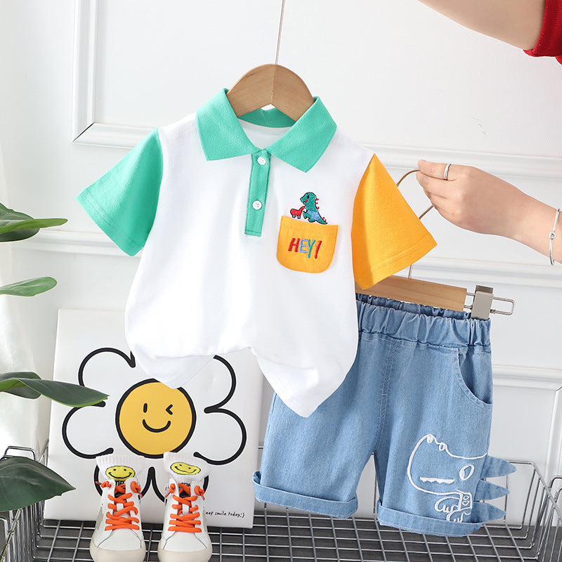 Hey Dino Shorts with Bright T-shirt Boys Set