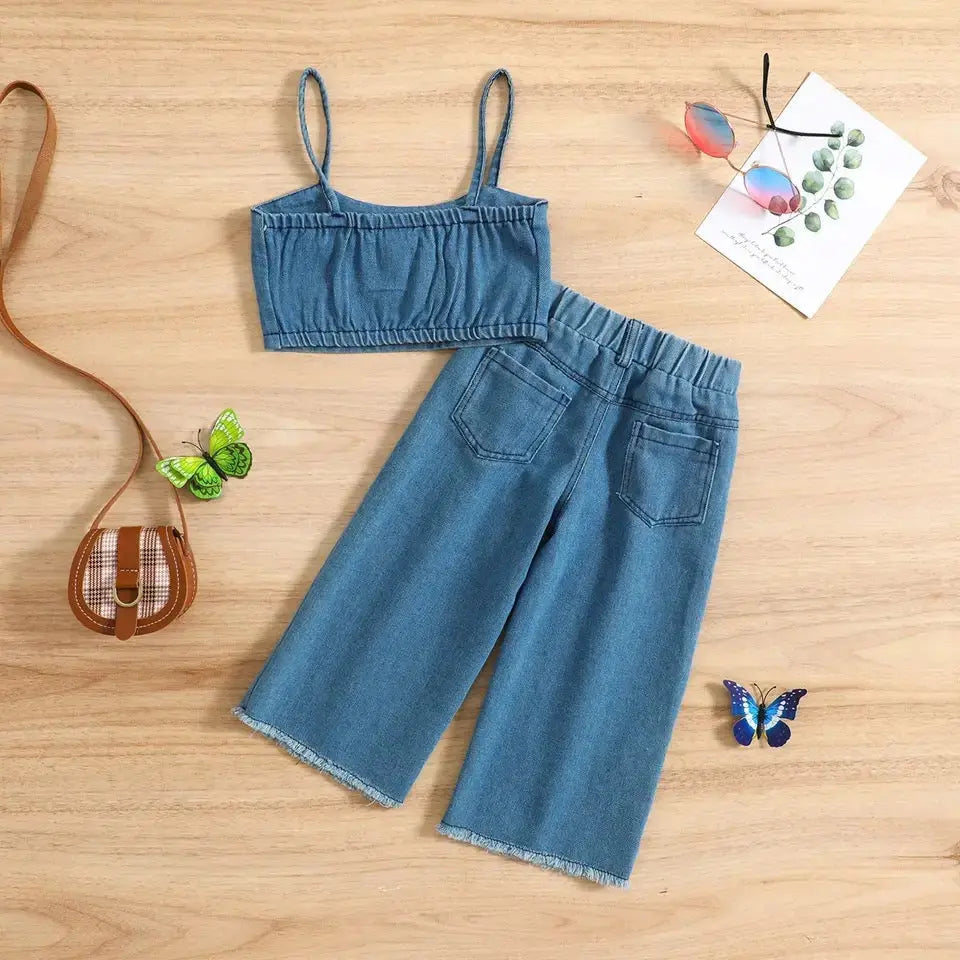 Girls Blue Denim Co-ord Set