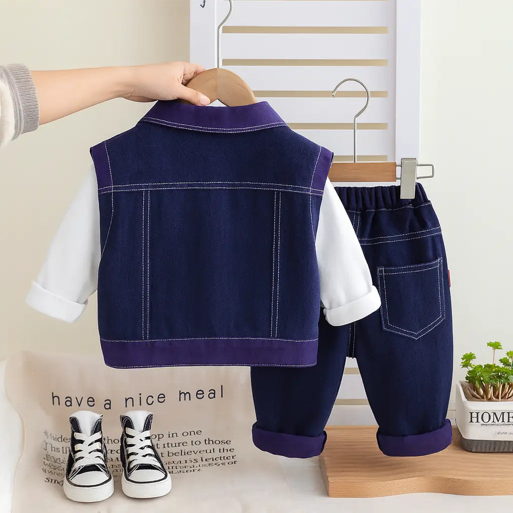 Boys Color-Block Denim Co-ord Set