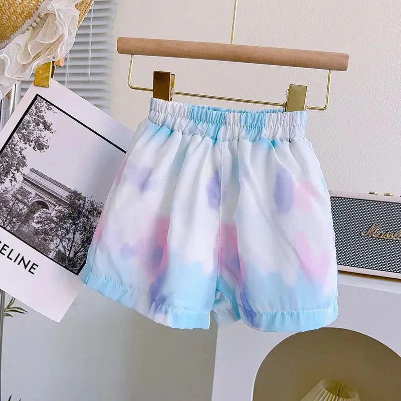 Girls Tie N Dye Ruffle Co-ord Set With Knitted Top