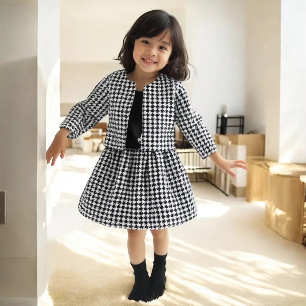 Girls Off-Shoulder Dress With Jacket