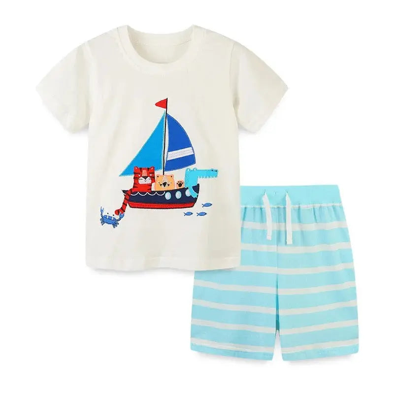 Boys Printed T-Shirt With Shorts Set