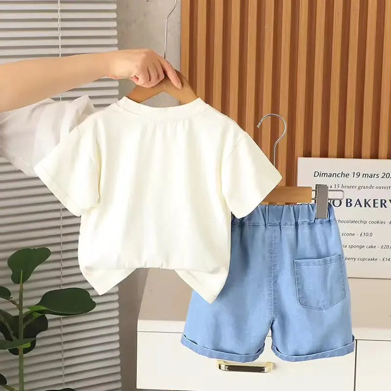 Boys Printed-Dino T-shirt And Shorts