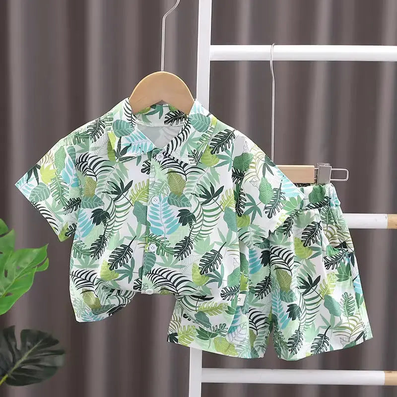 Boys Green Floral Summer Co-ord Set