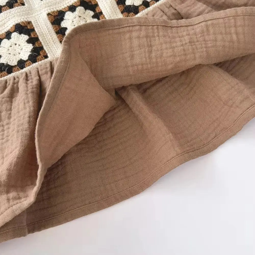 Girls Boho-Bloom Crochet Top And Pant Set