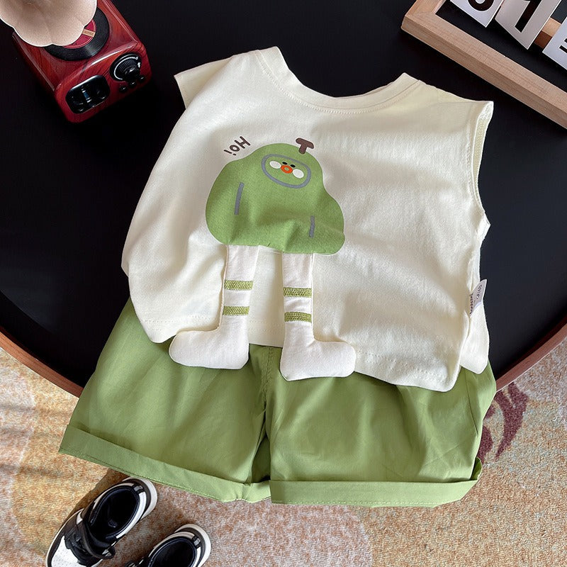 Sleeveless Cool Baby Boys 3D Design Set
