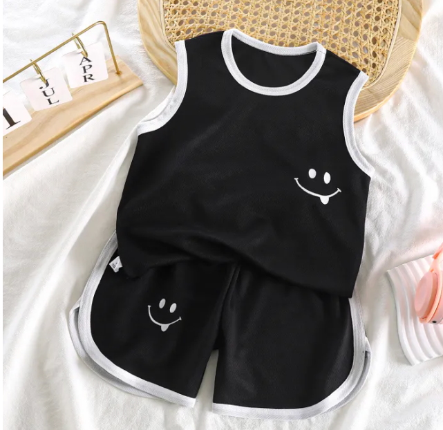 Smiley Black White Two Piece Boys Set