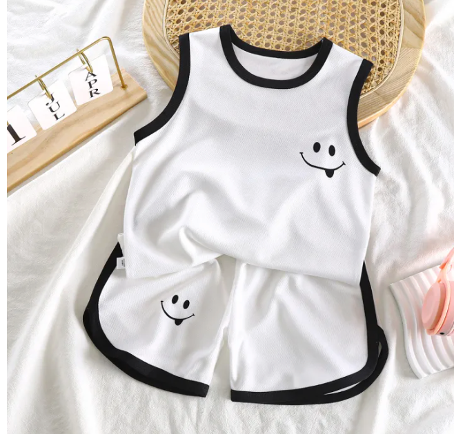 Smiley Black White Two Piece Boys Set