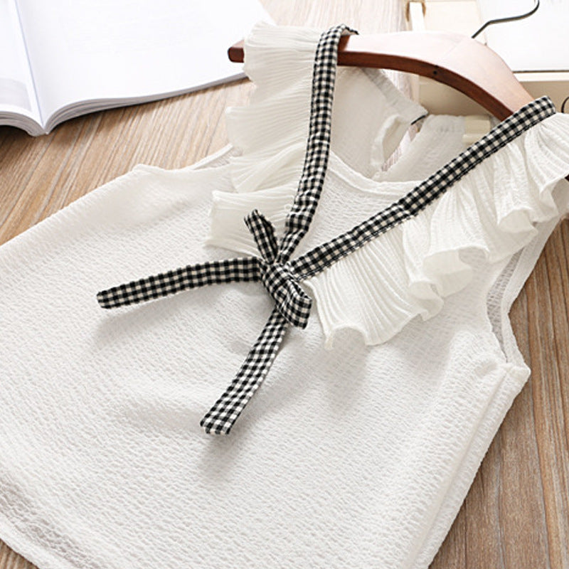 Stylish Plaid Girls Two-piece Set