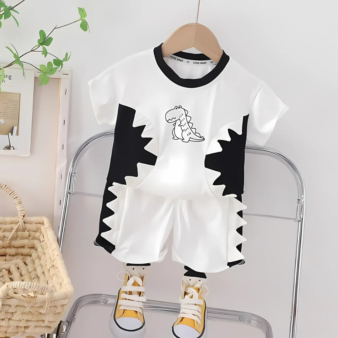 White Dino Comfy Casual Boys Set