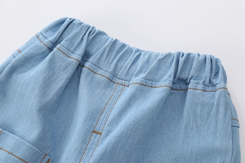 Yellow Abstract Boys Denim Set